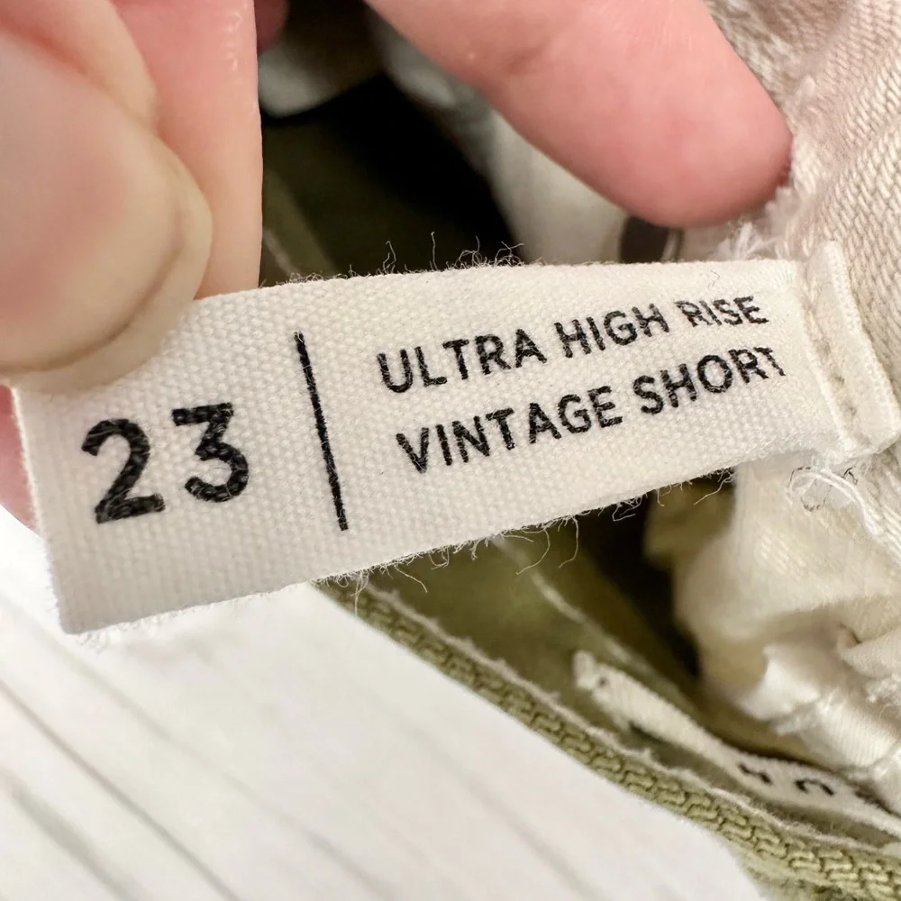 PacSun Olive Spliced Ultra High Waisted Vintage Denim Shorts | Size 23